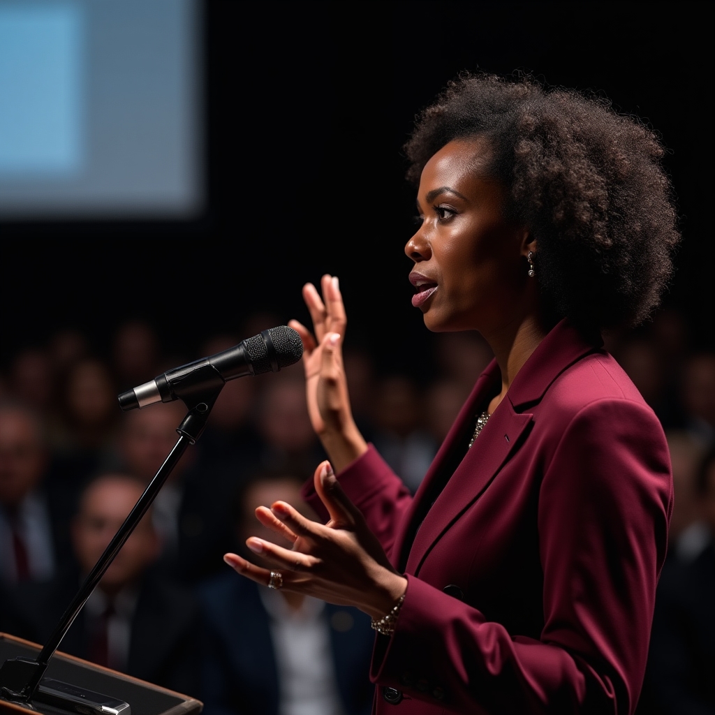 Manager vorbind în fața unui grup de colegi în context de business